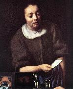 VERMEER VAN DELFT, Jan Lady with Her Maidservant Holding a Letter (detail)er painting